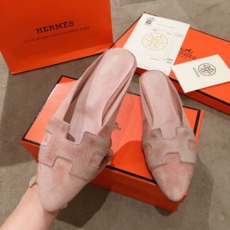 Replica Hermes Pink Suede H Buckle Loafer