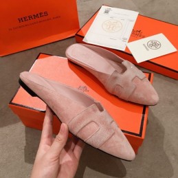 Replica Hermes Pink Suede H Buckle Loafer