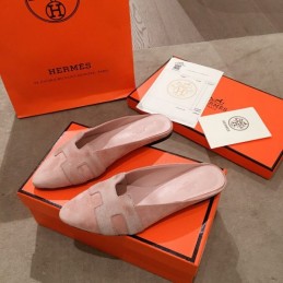 Replica Hermes Pink Suede H Buckle Loafer