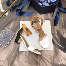Replica Hermes White Tan Ankle Strap Sandal