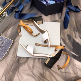 Replica Hermes White Tan Ankle Strap Sandal