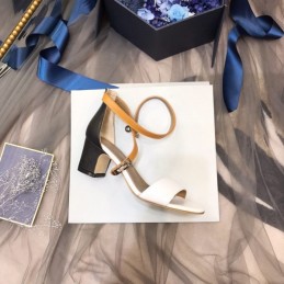 Replica Hermes White Tan Ankle Strap Sandal