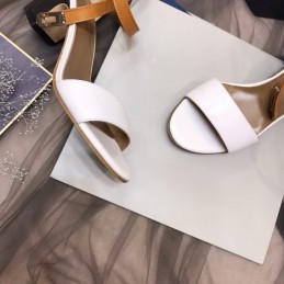 Replica Hermes White Tan Ankle Strap Sandal