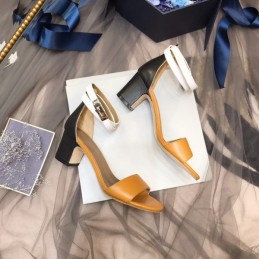 Replica Hermes Orange White Ankle Strap Sandal