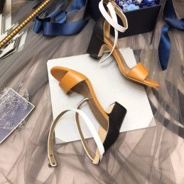 Replica Hermes Orange White Ankle Strap Sandal