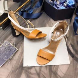 Replica Hermes Orange White Ankle Strap Sandal