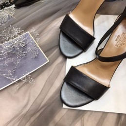 Replica Hermes Black Ankle Strap Sandal