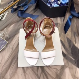 Replica Hermes White Burgundy Ankle Strap Sandal