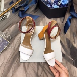 Replica Hermes White Burgundy Ankle Strap Sandal
