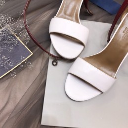 Replica Hermes White Burgundy Ankle Strap Sandal