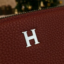 Replica Hermes Burgundy H Leather Wallet