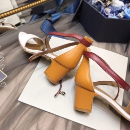 Replica Hermes White Burgundy Ankle Strap Sandal