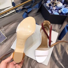 Replica Hermes White Burgundy Ankle Strap Sandal