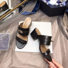 Replica Hermes Black Double Strap Slide Sandal