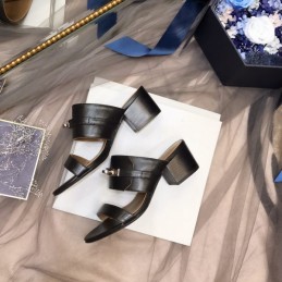 Replica Hermes Black Double Strap Slide Sandal