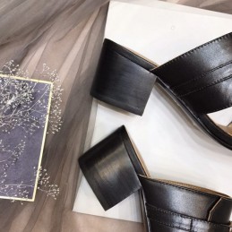 Replica Hermes Black Double Strap Slide Sandal