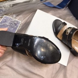 Replica Hermes Black Double Strap Slide Sandal