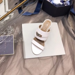 Replica Hermes White Double Strap Slide Sandal