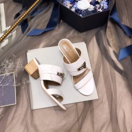 Replica Hermes White Double Strap Slide Sandal