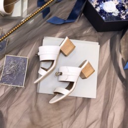 Replica Hermes White Double Strap Slide Sandal