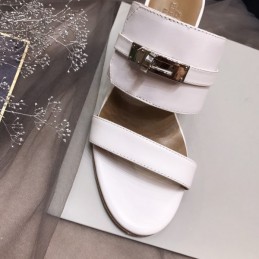 Replica Hermes White Double Strap Slide Sandal