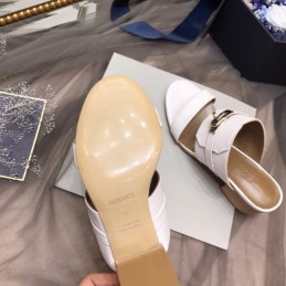 Replica Hermes White Double Strap Slide Sandal