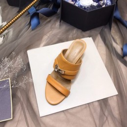 Replica Hermes Tan Double Strap Slide Sandal