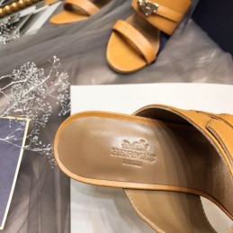 Replica Hermes Tan Double Strap Slide Sandal