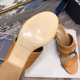 Replica Hermes Tan Double Strap Slide Sandal