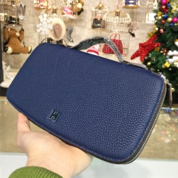 Replica Hermes Navy Blue H Leather Wallet