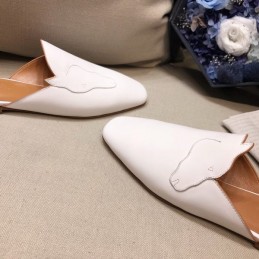 Replica Hermes White Leather Mule