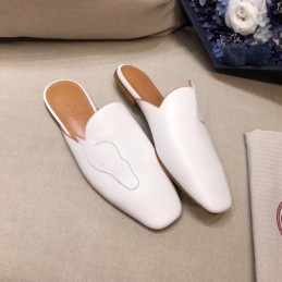 Replica Hermes White Leather Mule