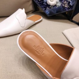 Replica Hermes White Leather Mule