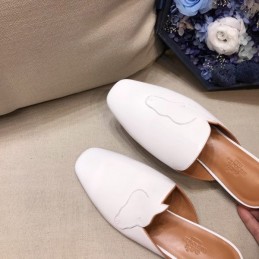 Replica Hermes White Leather Mule
