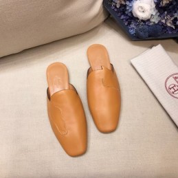 Replica Hermes Tan Leather Mule