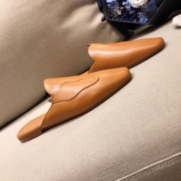 Replica Hermes Tan Leather Mule