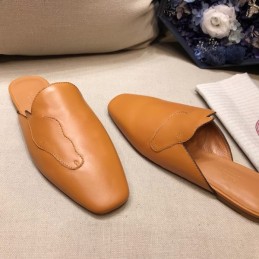 Replica Hermes Tan Leather Mule