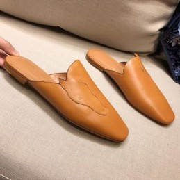 Replica Hermes Tan Leather Mule