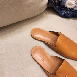 Replica Hermes Tan Leather Mule