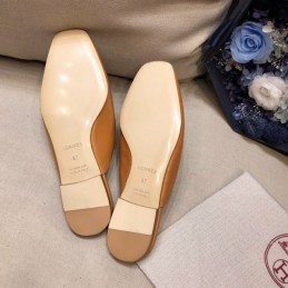 Replica Hermes Tan Leather Mule