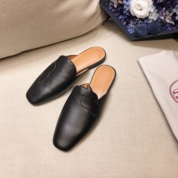 Replica Hermes Black Leather Mule