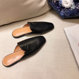 Replica Hermes Black Leather Mule