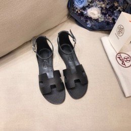 Replica Hermes Black Rubber H Sandal