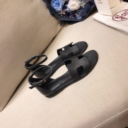 Replica Hermes Black Rubber H Sandal