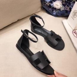 Replica Hermes Black Rubber H Sandal