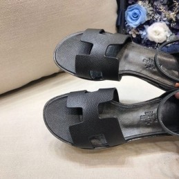 Replica Hermes Black Rubber H Sandal