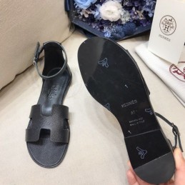 Replica Hermes Black Rubber H Sandal
