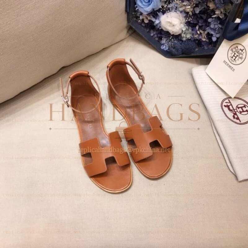 Replica Hermes Brown Oran Flat Sandal