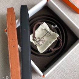 Replica Hermes Cognac Brown Classic Silver H Buckle Leather Belt