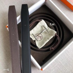 Replica Hermes Dark Brown Leather H Buckle Belt
